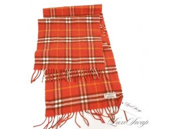 THE ONE EVERYONE WANTS! AUTHENTIC BURBERRY MADE IN ENGLAND CORAL FLANNEL TARTAN NOVACHECK WINTER SCARF