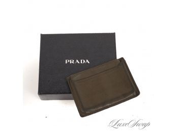 WITH THE ORIGINAL BOX! AUTHENTIC PRADA MADE IN ITALY BROWN SAFFIANO LEATHER 3 SLOT CARD CASE
