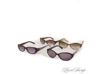 #2 LOT OF 4 BRAND NEW WITHOUT BOX BANANA REPUBLIC BLACK, BROWN, RED AND OLIVE OVAL LENS SUNGLASSES