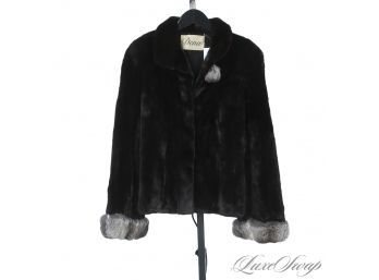 #7 JUST INCREDIBLE! VINTAGE DENA SHEARED GENUINE MINK FUR COAT WITH CHINCHILLA COLLAR AND CUFFS