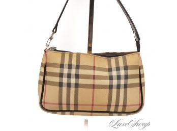 THE ONE EVERYONE WANTS! AUTHENTIC BURBERRY MADE IN ITALY COATED CANVAS TARTAN CHECK SMALL MINI POCHETTE BAG