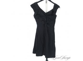 LOVE THIS : NANETTE LEPORE BLACK POPLIN BUTTON FRONT OPEN BACK DRESS 0