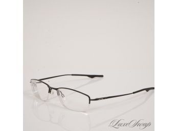 #9 AUTHENTIC AND LOW PROFILE DOPE : OAKLEY BLACK LACQUERED METAL RIMLESS BOTTOM O MONOGRAM WIRE GLASSES