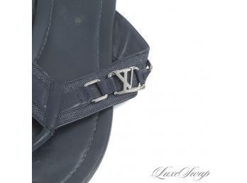 THESE ARE MAJOR : AUTHENTIC LOUIS VUITTON MADE IN ITALY MENS DENIM AND BLUE LEATHER MONOGRAM SANDALS 11