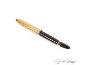 AUTHENTIC LARGE SIZE MONTBLANC 'MEISTERSTUCK' BLACK FOUNTAIN PEN WITH GOLD CAP