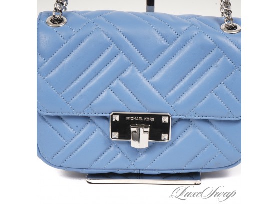 #3 START HOLIDAY SHOPPING! BRAND NEW UNUSED MICHAEL KORS FRENCH BLUE QUILTED LAMBSKIN LEATHER 'PEYTON' BAG