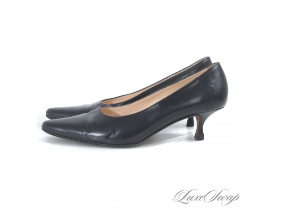 #1 BEAUTIFUL ESSENTIALS : MANOLO BLAHNIK MADE IN ITALY SUPERSOFT LEATHER LOW HEEL PUMPS SHOES 36