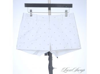BRAND NEW WITHOUT TAGS MICHAEL KORS WHITE STRETCH COTTON SHORT SHORTS WITH SILVER STUD DETAILS 2
