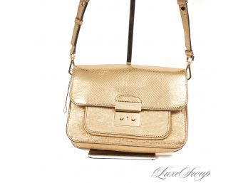 #7 START HOLIDAY SHOPPING! BRAND NEW WITHOUT TAGS MICHAEL KORS GOLD SNAKESKIN PRINT 'SLOAN EDITOR' BAG