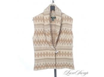 THE ONE EVERYONE WANTS! BRAND NEW WITH TAGS RALPH LAUREN SILK ANGORA BLEND WHEAT SOUTHWESTERN SWEATER VEST L