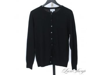 THE ESSENTIALS : PURE COLLECTION 100 PERCENT CASHMERE LIKE NEW BLACK CARDIGAN SWEATER 12