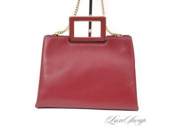 #1 START HOLIDAY SHOPPING! BRAND NEW UNUSED MICHAEL KORS MULBERRY RED 'KRISTEN' GOLD TOP HANDLE SATCHEL BAG