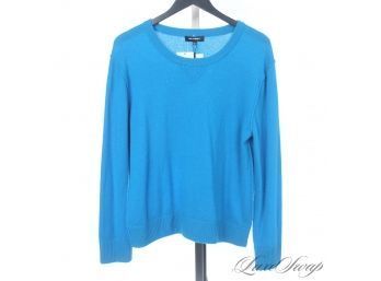 THIS COLOR! BRAND NEW WITH TAGS 525 AMERICA 100 PERCENT PURE CASHMERE TURQUOISE SWEATSHIRT L