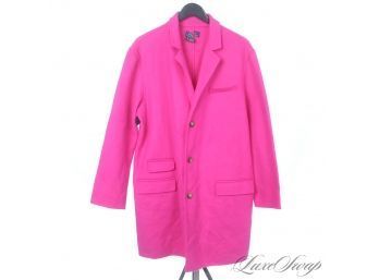 LIKE NEW WITHOUT TAGS POLO RALPH LAUREN HOT PINK UNLINED DOUBLEFACED FLANNEL LONG COAT - RECENT! XL
