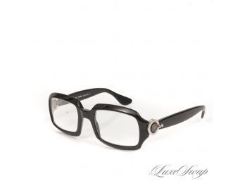 HIGH IMPACT : GIANFRANCO FERRE MADE IN ITALY GFF 389/S THICK POLISHED PIANO BLACK LOGO COIN GLASSES