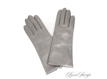 START HOLIDAY SHOPPING! BRAND NEW UNUSED PEWTER SILVER LEATHER 100 PERCENT CASHMERE LINED LADIES GLOVES 7