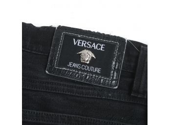 YES GUYS! AUTHENTIC VERSACE JEANS COUTURE MADE IN ITALY WASHED BLACK/GREY DENIM JEANS 33