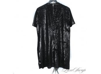 NEW YEARS EVE READY! LIKE NEW MICHAEL KORS FULLY SEQUIN EMBROIDERED BLACK SHORT SLEEVE STRETCH DRESS XXL