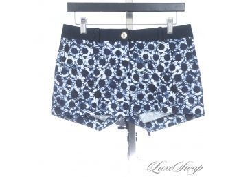 BRAND NEW WITHOUT TAGS MICHAEL KORS NAVY BLUE SHORT SHORTS WITH WHITE IKAT RESISTANCE DYED RING PRINT 2