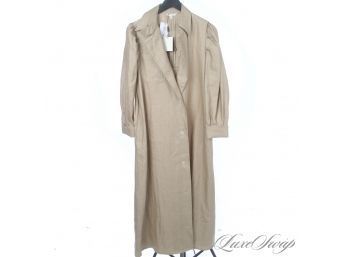 BIG TIME ENERGY! BRAND NEW WITH TAGS MASSIMO DUTTI FLOOR LENGTH LIMITED EDTION TAN HERRINBONE UNLINED COAT M