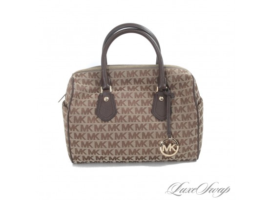 #2 BRAND NEW WITHOUT TAGS AUTHENTIC MICHAEL KORS BROWN MONOGRAM CANVAS 'ARIA' SPEEDY BAG IN ALLOVER MK