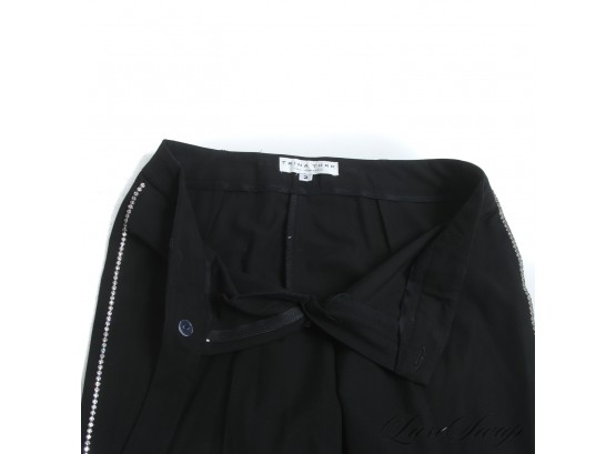 TRUST ME, THESE ARE ELEGANT AND REALLY NICE : TRINA TURK BLACK UNLINED STRETCH PANTS W/ CRYSTAL SIDE STRIPE 2