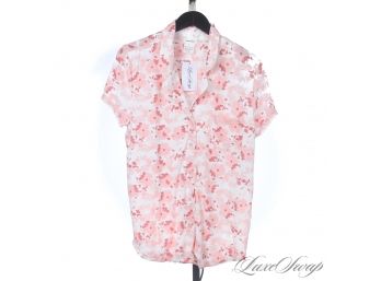 BRAND NEW WITH TAGS CATHERINE MALANDRINO ULTRASOFT WHITE AND PINK FLORAL 2 PIECE PAJAMA SET XL