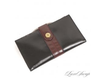 DIOR IS ON FIRE YALL. AUTHENTIC AND NEAR MINT VINTAGE CHRISTIAN DIOR BLACK LEATHER LONG CLUTCH WALLET