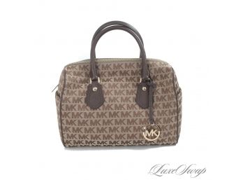 #2 BRAND NEW WITHOUT TAGS AUTHENTIC MICHAEL KORS BROWN MONOGRAM CANVAS 'ARIA' SPEEDY BAG IN ALLOVER MK