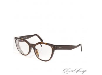 THE SEXY SCHOLAR : AUTHENTIC PRADA MADE IN ITALY VPR-21S-F BLACK BROWN TORTOISE THICK ARM GLASSES