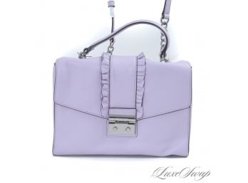 #9 BRAND NEW WITHOUT TAGS AUTHENTIC MICHAEL KORS PALE LILAC PURPLE LEATHER 'SLOAN' BAG WITH RUFFLES
