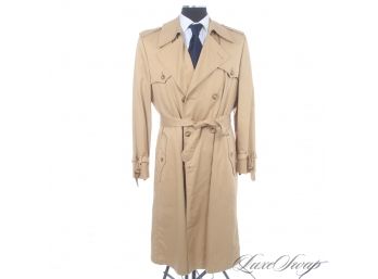 THE MOST PERFECT FALL VIBE : CHRISTIAN DIOR MENS TAN DOUBLE BRESTED FLANNEL LINED WINTER TRENCH COAT 44 L