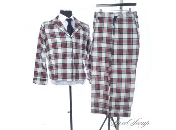 WARM NIGHTS BY THE FIRE! BRAND NEW WITH TAGS POLO RALPH LAUREN IVORY RED TARTAN FLANNEL 2PC PAJAMAS XL