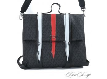 #1 BRAND NEW WITHOUT TAGS AUTHENTIC MICHAEL KORS GRAPHITE MONOGRAM 'BOWIE' PAINT STRIPE BACKPACK BAG