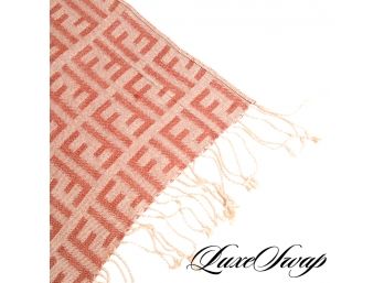 SUPER SOFT ANONYMOUS PINK RED ALLOVER FF MONOGRAM PPRINT KNITTED SHAWL SCARF