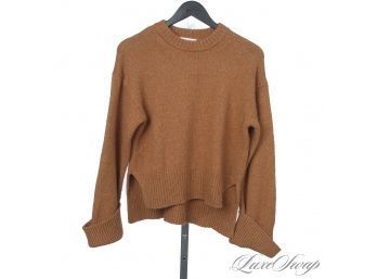 HOW MUCH?! BRAND NEW WITH TAGS $398 FRAME DENIM CAMEL DOBBY CASHMERE BLEND SPLIT SIDE BELL SLEEVE SWEATER XS