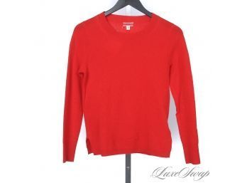 STONE MINT AND SUPER SOFT! J. CREW 100 PERCENT CASHMERE BRIGHT FIRE RED LIGHTWEIGHT WOMENS SWEATER XS