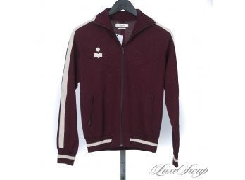 KIND OF REMINDS ME OF SQUID GAME THOUGH : NEAR MINT ISABEL MARANT ETOILE CRANBERRY KNIT STRIPE TRACK JACKET
