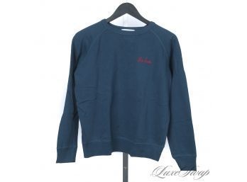 IS IT YOU? NEAR MINT AND ULTRA MODERN MAISON LABICHE PARIS TEAL 'THE BOSS' EMBROIDERED CREWNECK SWEATSHIRT L