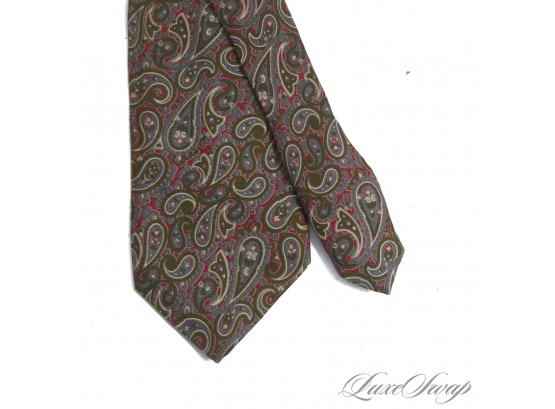 AUTHENTIC VINTAGE GUCCI MADE IN ITALY GREEN MULTI PAISLEY FOULARD SILK MENS TIE