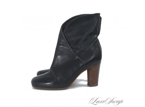 THE ONES EVERYONE WANTS! LIKE NEW AND AUTHENTIC CELINE PARIS MADE IN ITALY BLACK LEATHER CHUNKY HEEL BOOTS 37