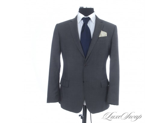 A SUPER RECENT MENS JOHN VARVATOS MADE IN ITALY SOLID GREY SLIM FIT STRETCH WOOL 2B 1V FF SUIT 50 / US 40