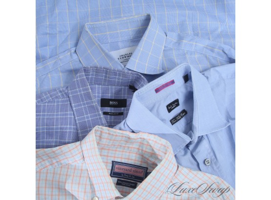 LOT OF 4 MENS CHARLES TYRWHITT PAUL SMITH HUGO BOSS AND VINEYARD VINES BUTTON DOWN SHIRTS IN VARIOUS SIZES