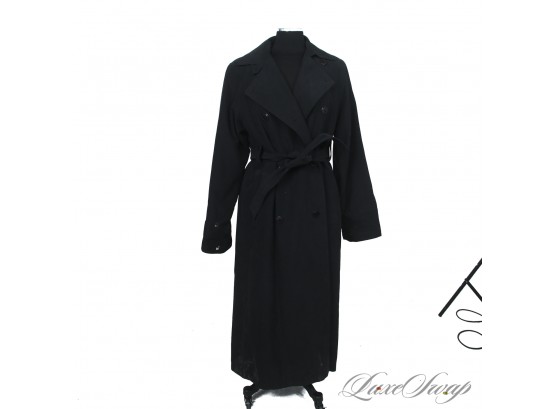 WINTER ESSENTIAL! SANYO CAROL COHEN BLACK MICROFIBER FULLY FLANNEL LINED BELTED FLOOR LENGTH TRENCH COAT 6