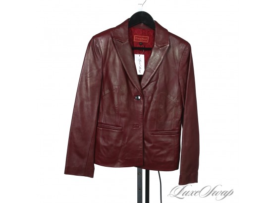THIS COLOR IS AMAZING! COLE HAAN CITY WINE ROUGE RED NAPAP LEATHER PEAK LAPEL BLAZER JACKET 8