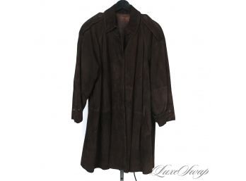 THE QUALITY HERE IS TOPS : RUFFO WOMENS CHOCOLATE BROWN CHEVRE' SUEDE ULTRASOFT EPAULET SHOULDER COAT WOW