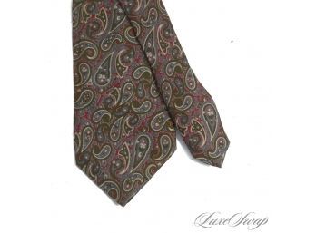 AUTHENTIC VINTAGE GUCCI MADE IN ITALY GREEN MULTI PAISLEY FOULARD SILK MENS TIE