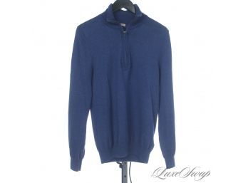 STUNNING AND FANTASTIC CONDITION MENS BURBERRY BRIT PACIFIC BLUE MERINO WOOL 1/2 ZIP SWEATER M