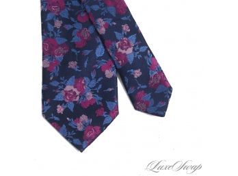 BRAND NEW WITH TAGS MENS DANIEL CREMIEUX MADE IN ITALY WOVEN PINK AND BLUE BROCADE FLORAL RECENT SILK TIE