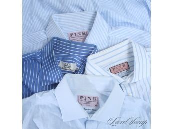 WHOLE WEEK SORTED! LOT OF 4 MENS THOMAS PINK AND IKE BEHAR BUTTON DOWN DRESS SHIRTS 16.5